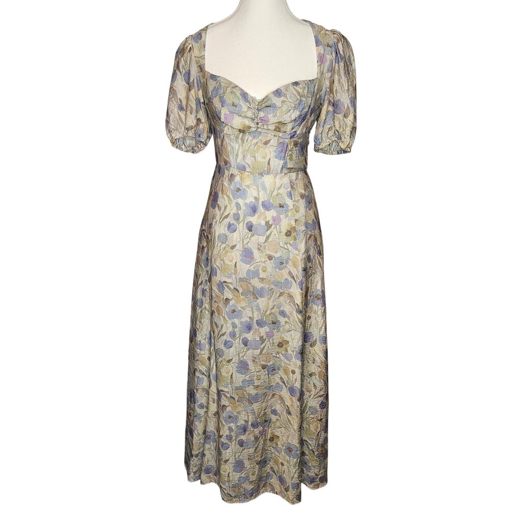 ASTR XS Pale Blue White Floral Maxi Dress B30 L51 W24 Fully Lined H22